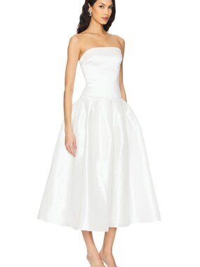 MORE TO COME Cambria Strapless Dress in White flowy bridal gown